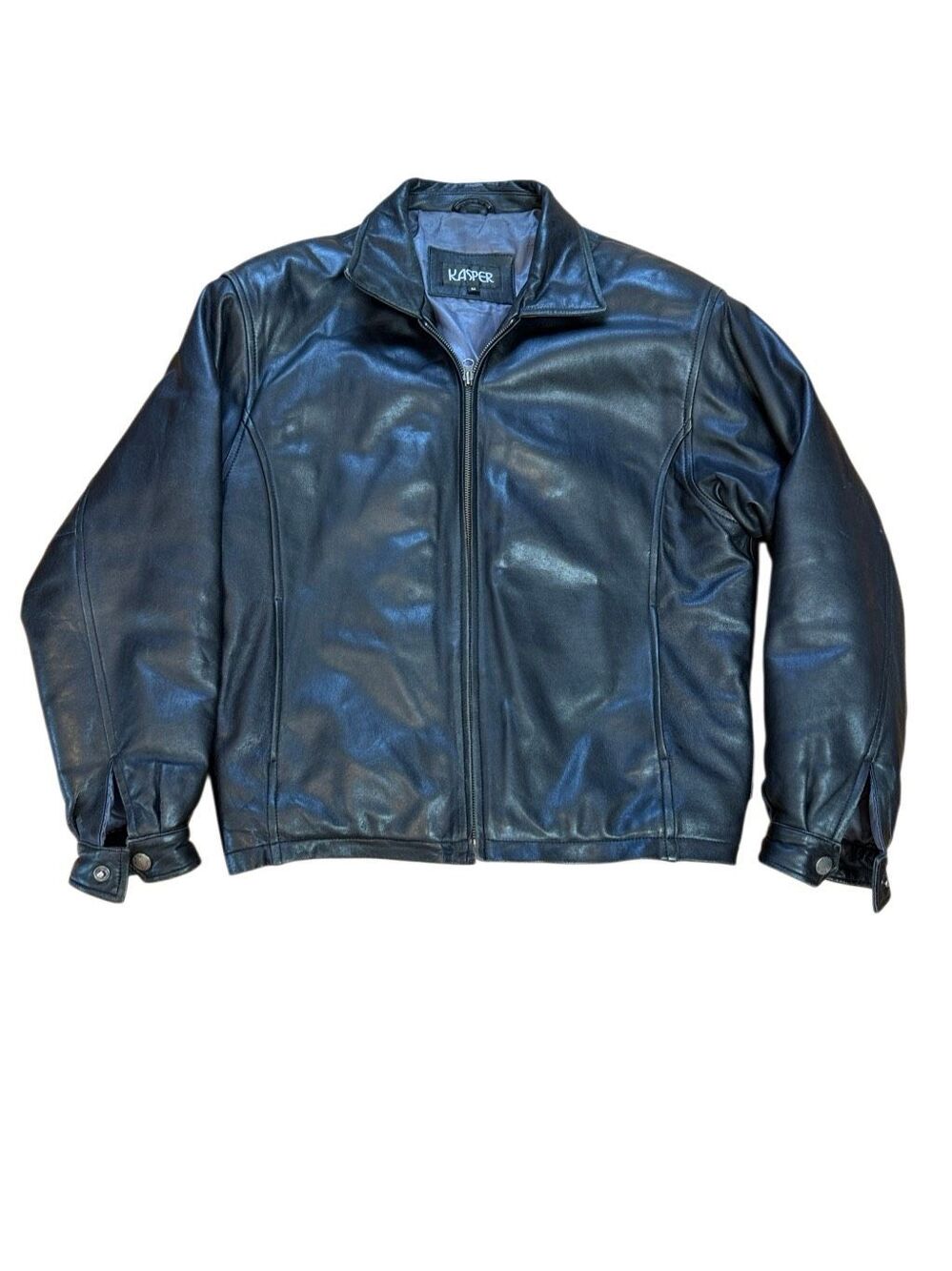 90s Vintage Kasper Leather Jacket Medium Black